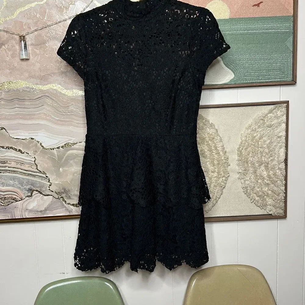 Missguided Black Lace Two tiered dress size 8